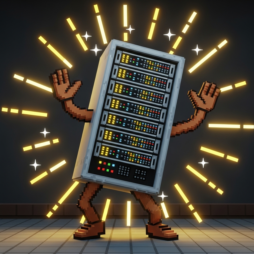 Dancing server rack animation