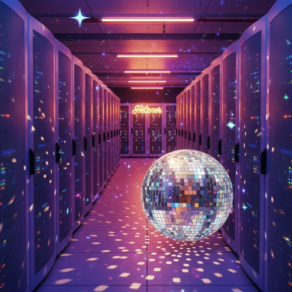 Hetzner datacenter with retro effects